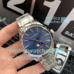 Swiss Copy Jaeger LeCoultre Moonphase Watch Stainless Steel Blue Dial